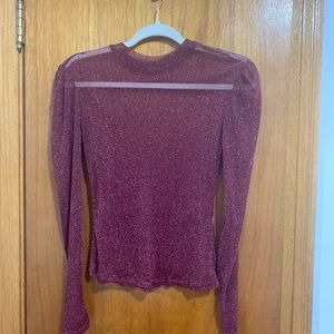 Maroon mesh sparkly top